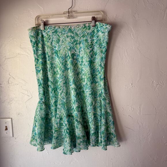 Vintage‎ Y2K Fairycore Dressbarn Abstract Swirl Midi Skirt Green L USA - Picture 4 of 7